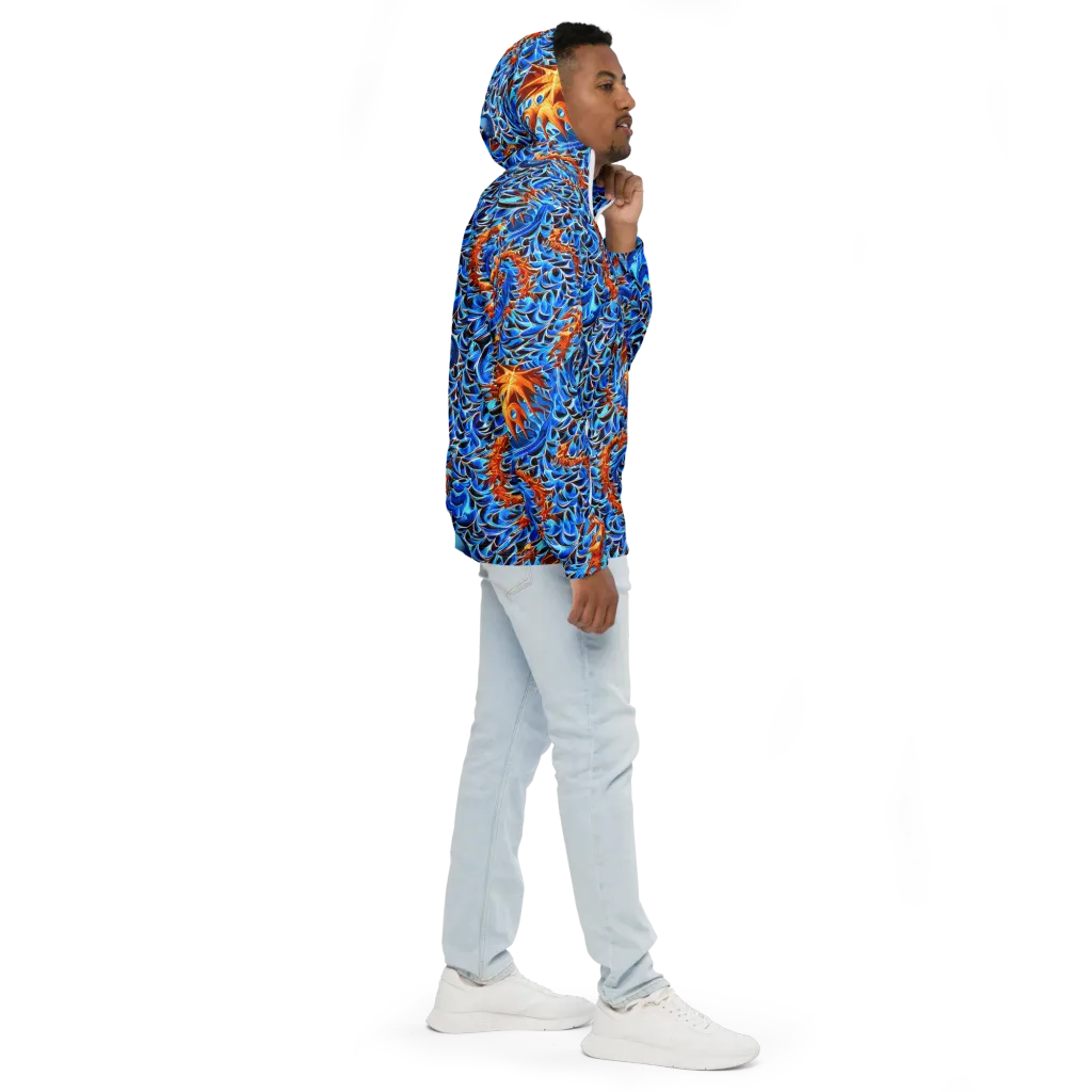 Blue Flame Reef on Men's Windbreaker — Right