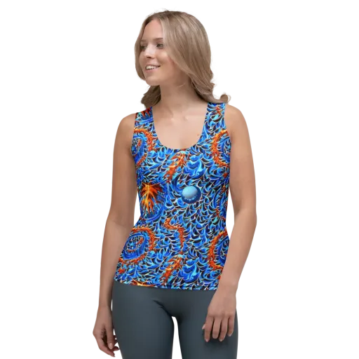 Blue Flame Reef on a Women's Tank Top