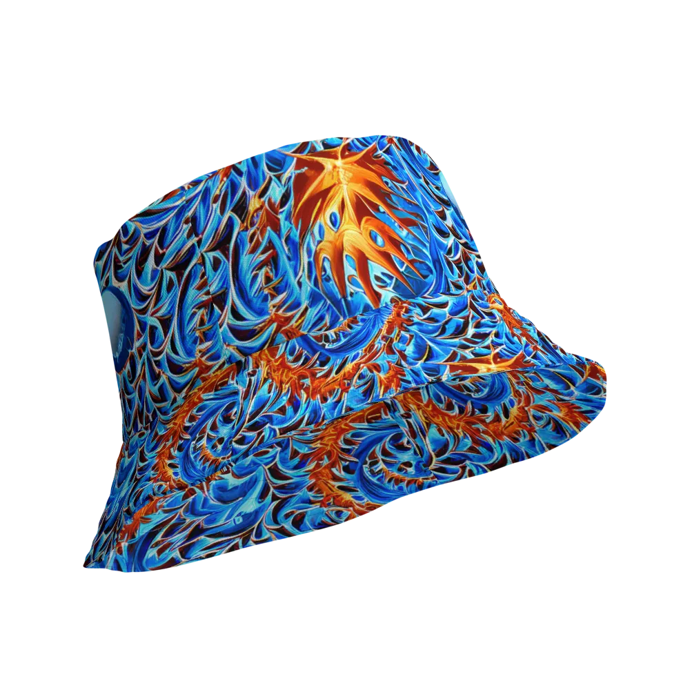 Blue Flame Reef on Reversible Bucket Hat — Product details Outside