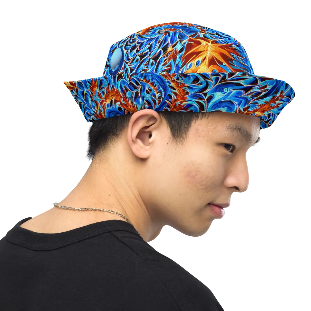 Blue Flame Reef on Reversible Bucket Hat — Right Outside