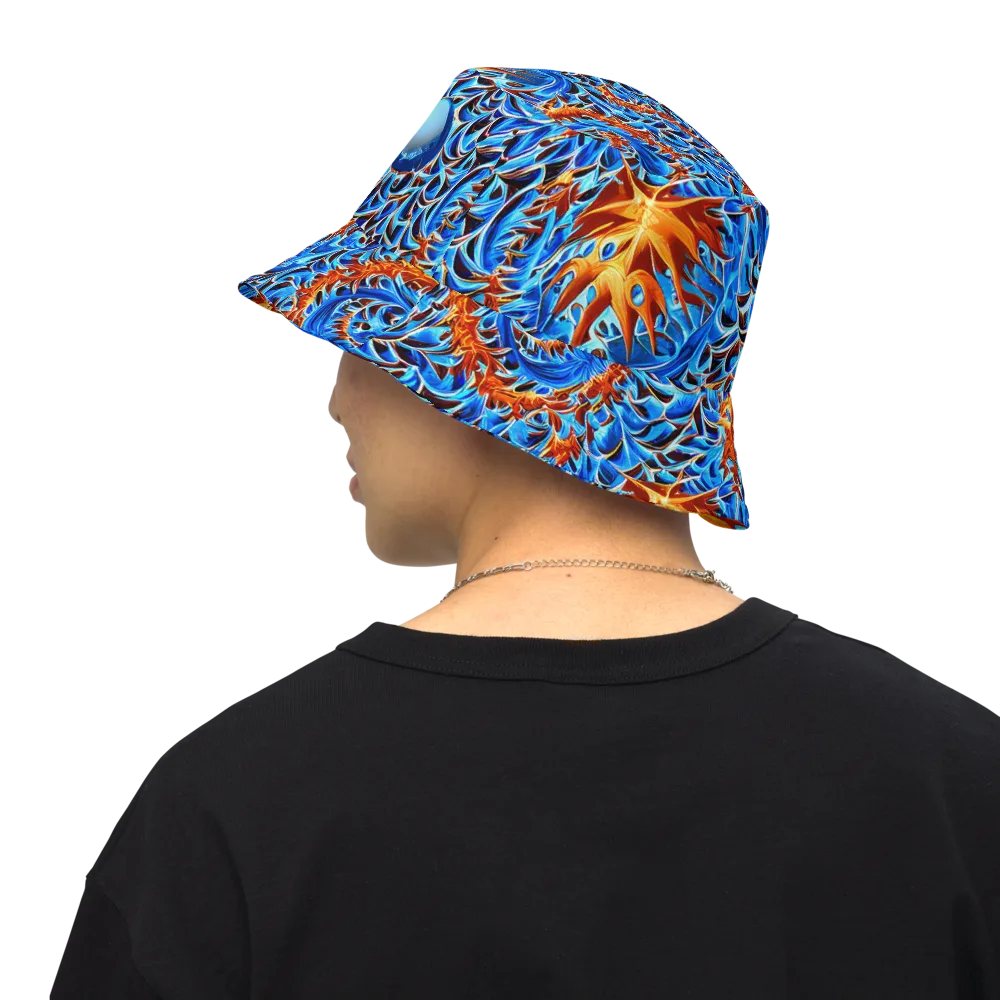 Blue Flame Reef on Reversible Bucket Hat — Back Inside