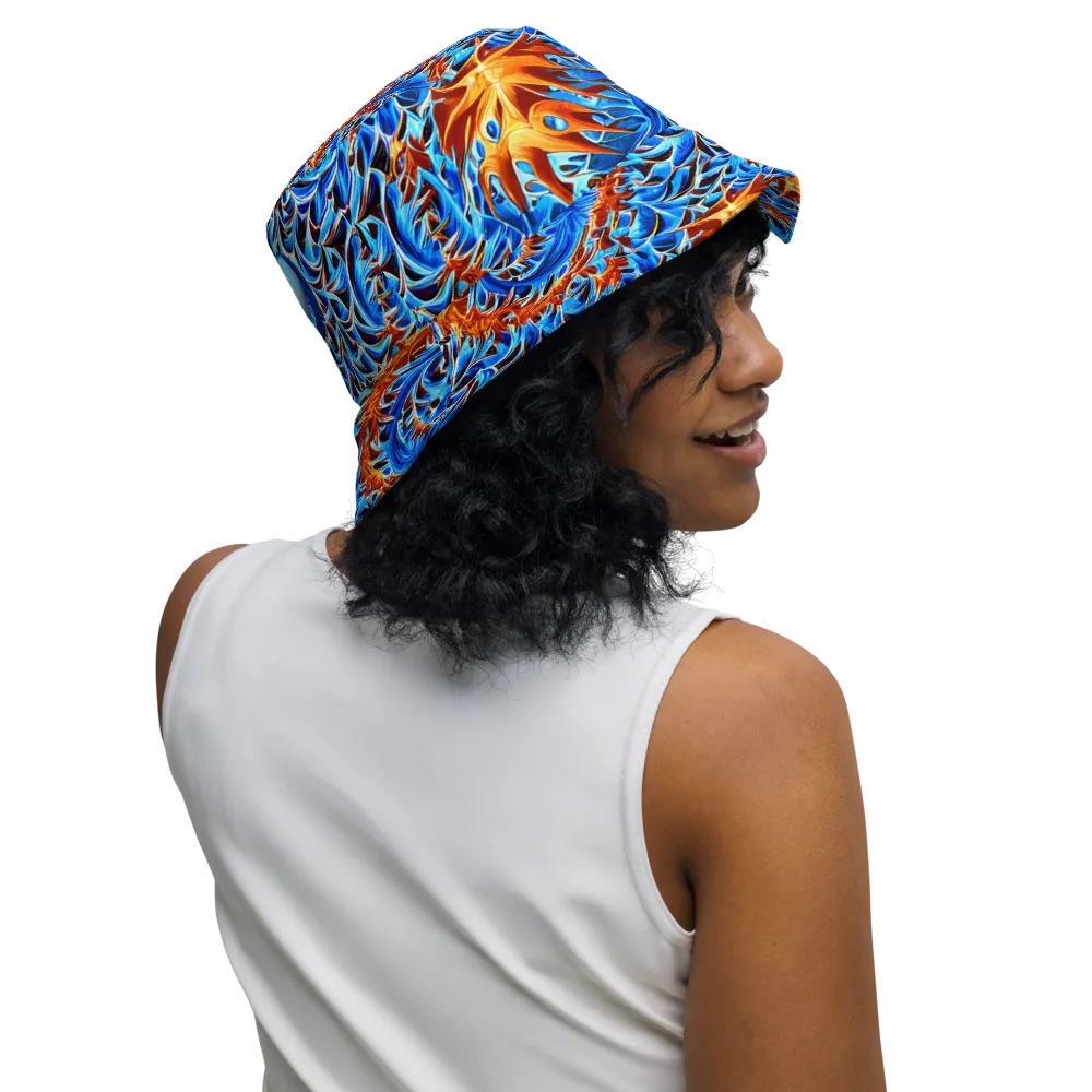 Blue Flame Reef on Reversible Bucket Hat — Right Outside