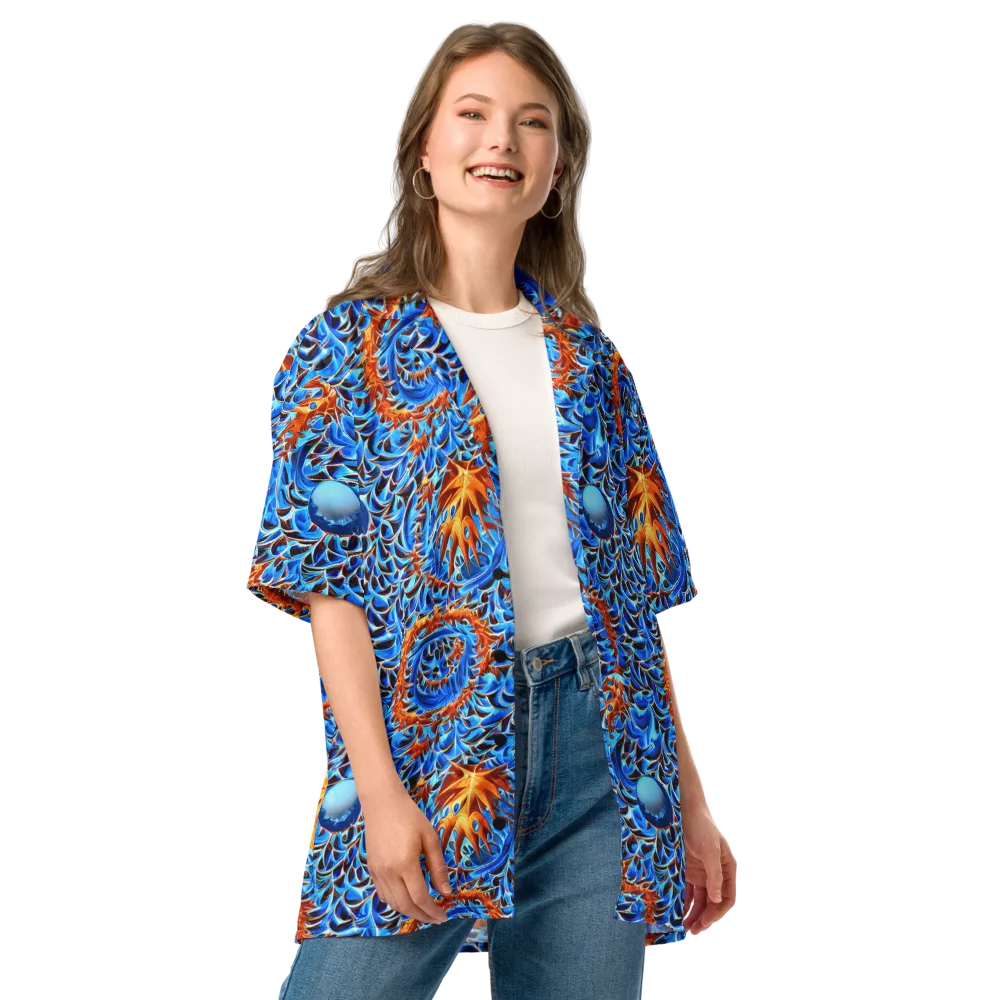 Blue Flame Reef on Button Shirt — Front