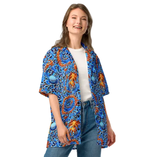 Blue Flame Reef on a Button Shirt
