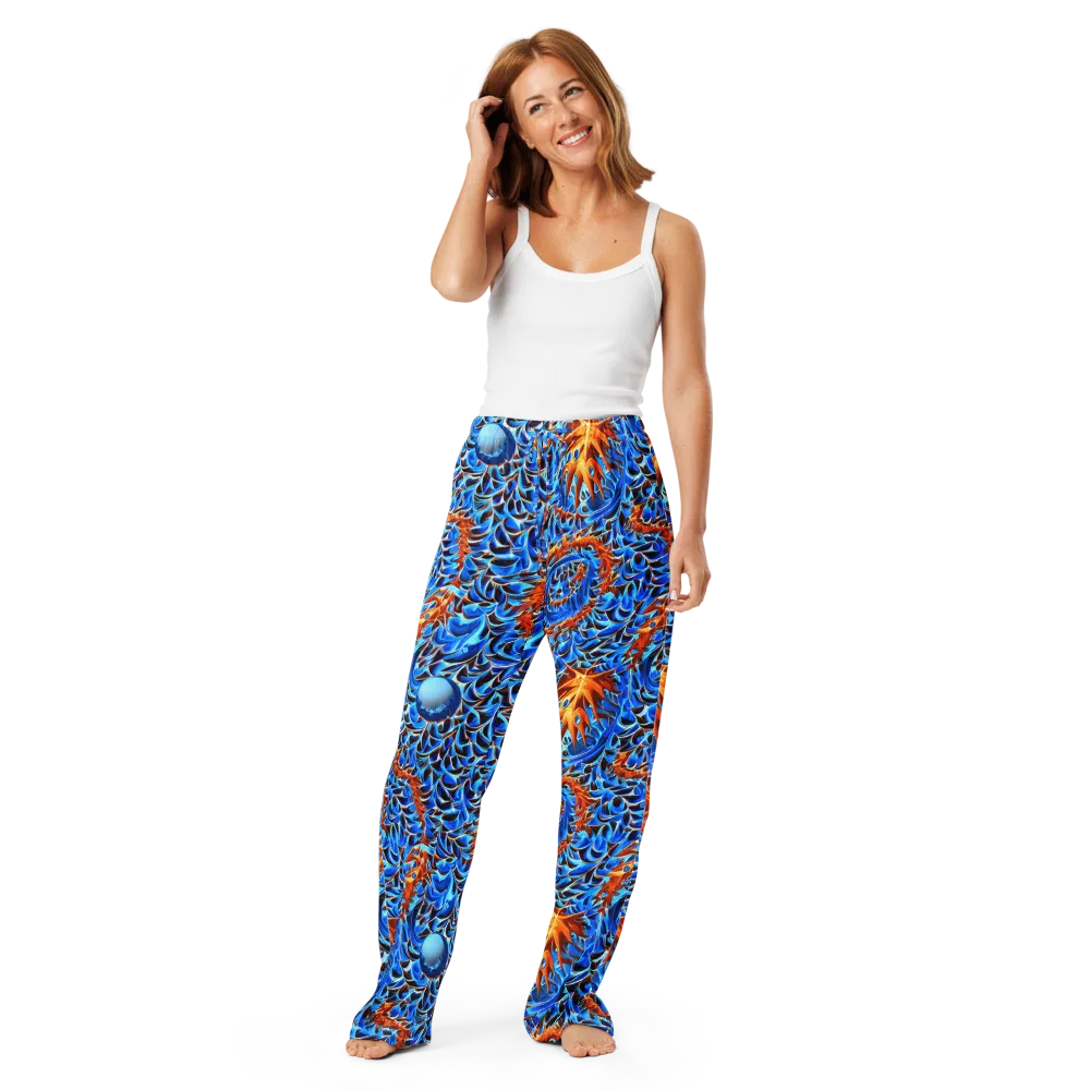 Blue Flame Reef on Women's Pajama Pants — Front