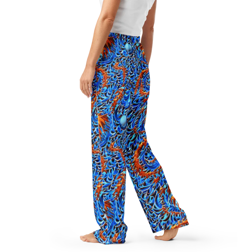Blue Flame Reef on Women's Pajama Pants — Left
