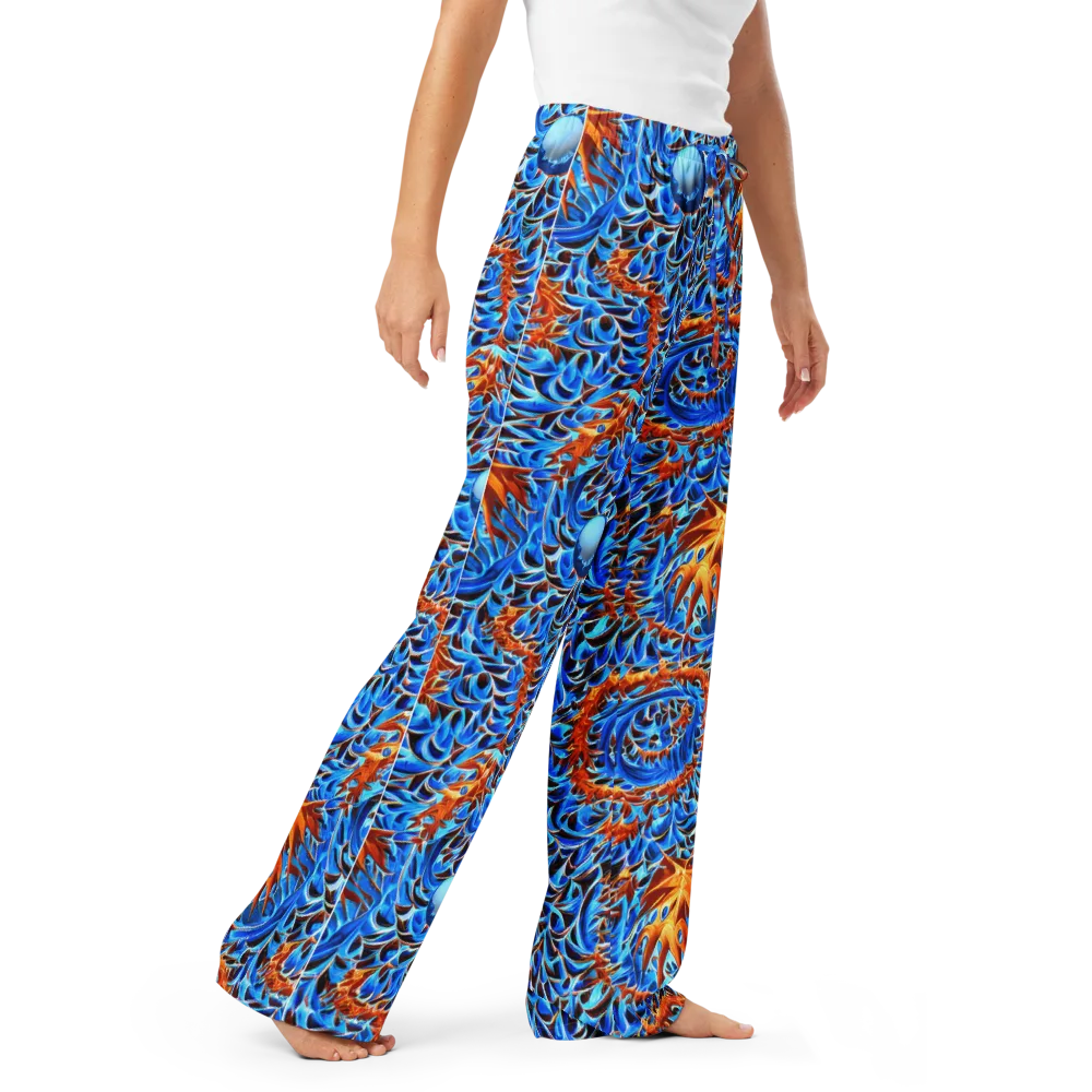 Blue Flame Reef on Women's Pajama Pants — Right Front