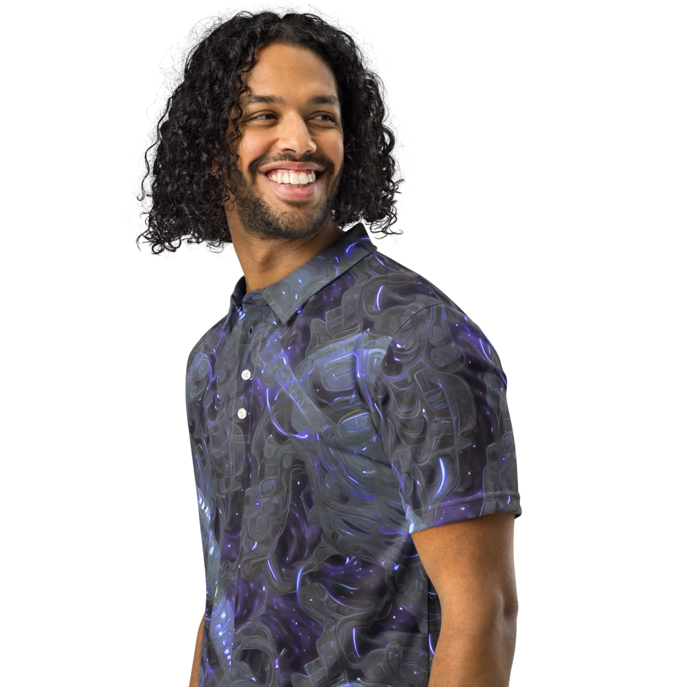Violet Machine on Men's Slim Fit Polo Shirt — Left Front