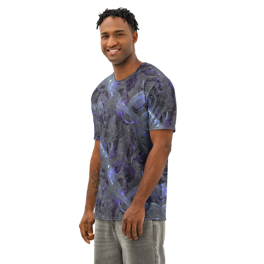 Violet Machine on Men's Cotton Crew Neck T-Shirt — Left Front