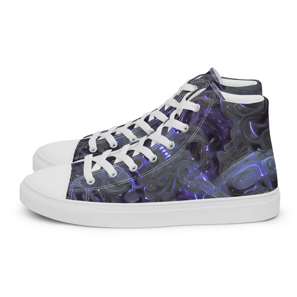 Violet Machine on Men's High Top Canvas Shoes — Left