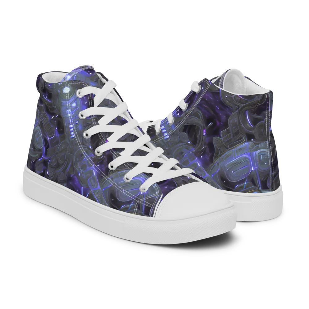Violet Machine on Men's High Top Canvas Shoes — Right