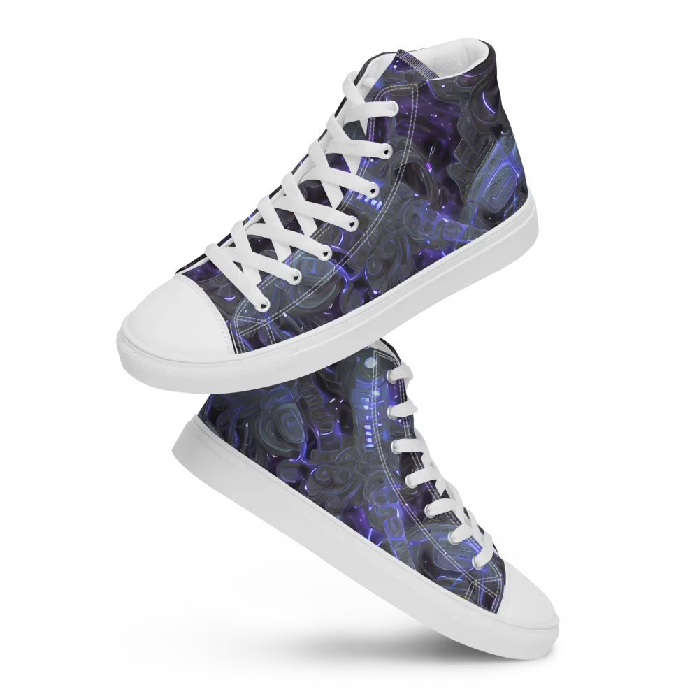 Violet Machine on Men's High Top Canvas Shoes — Front