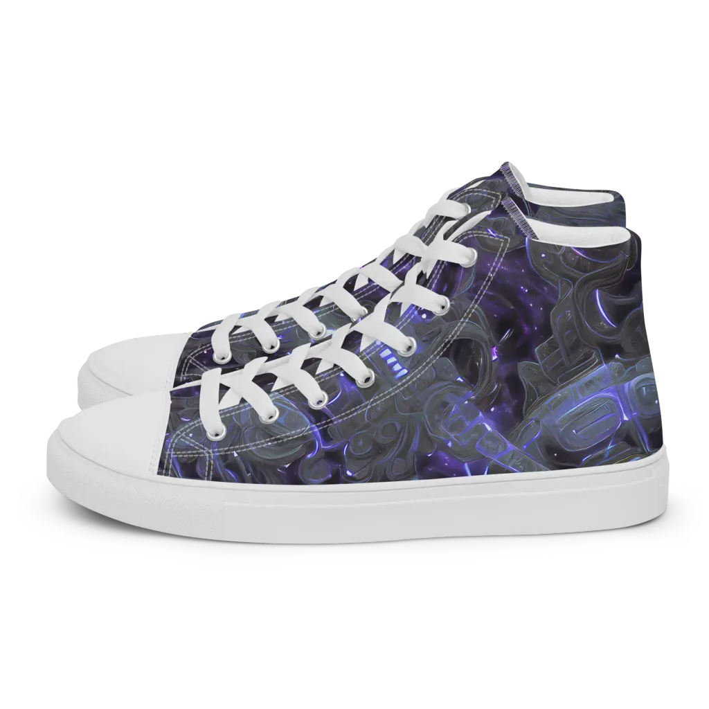 Violet Machine on Women's High Top Canvas Shoes — Left