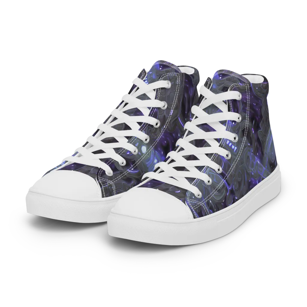Violet Machine on Women's High Top Canvas Shoes — Left Front
