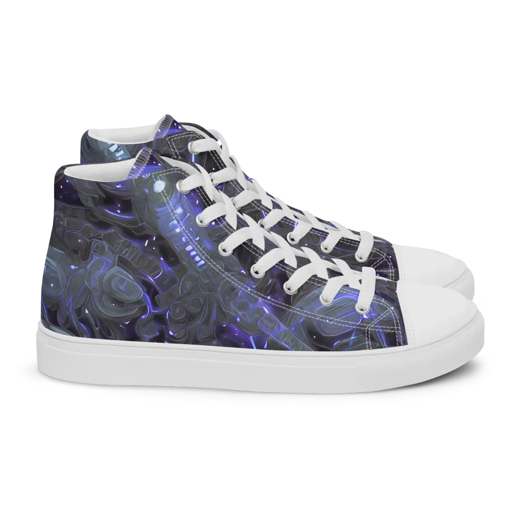 Violet Machine on Women's High Top Canvas Shoes — Right