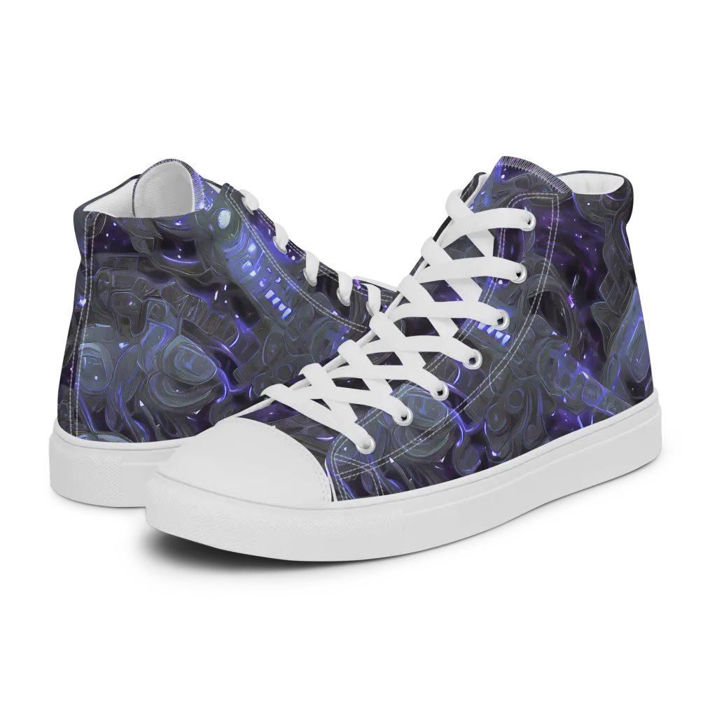 Violet Machine on Women's High Top Canvas Shoes — Left