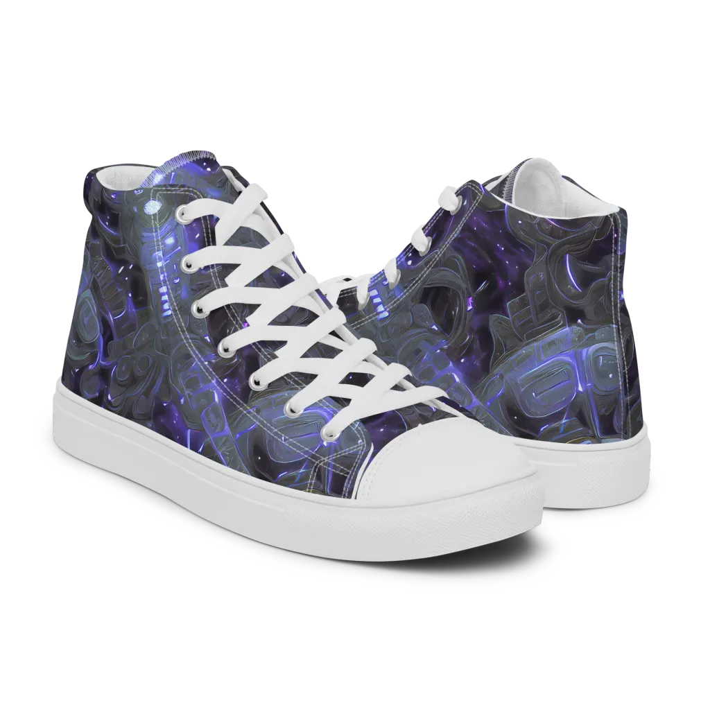 Violet Machine on Women's High Top Canvas Shoes — Right