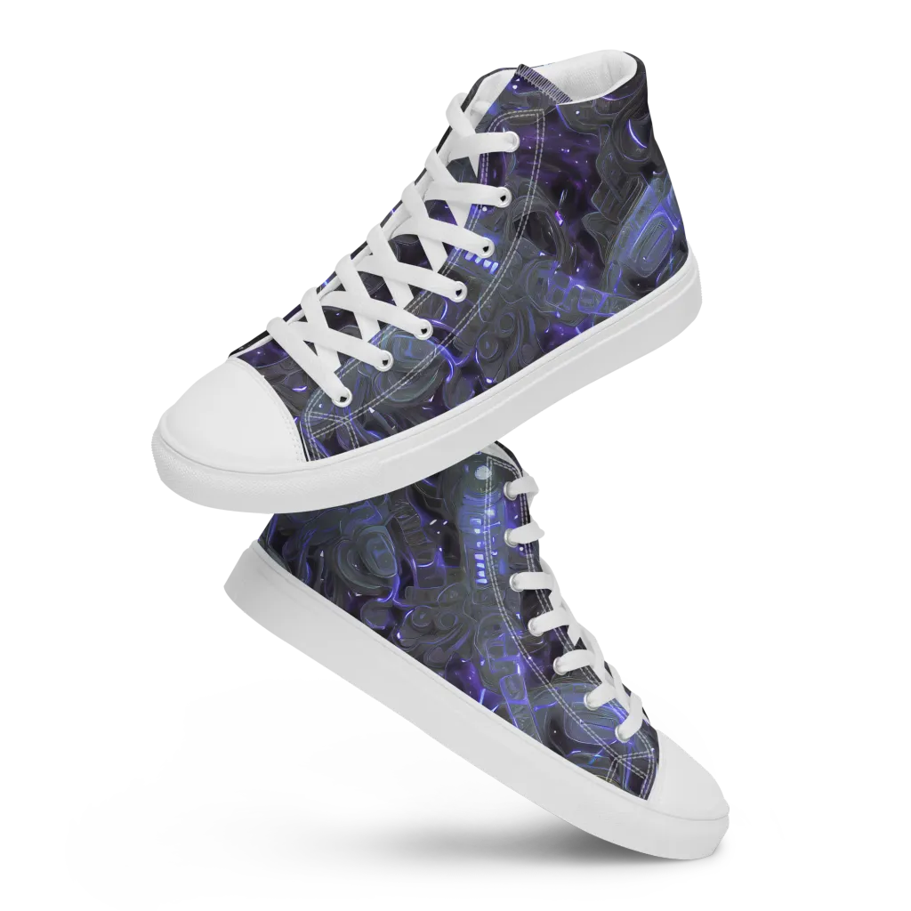 Violet Machine on Women's High Top Canvas Shoes — Front