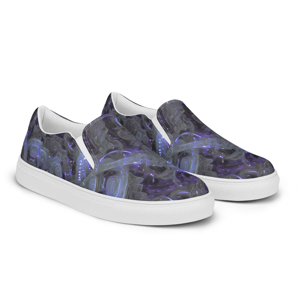 Violet Machine on Men's Slip-On Canvas Shoes — Right Front