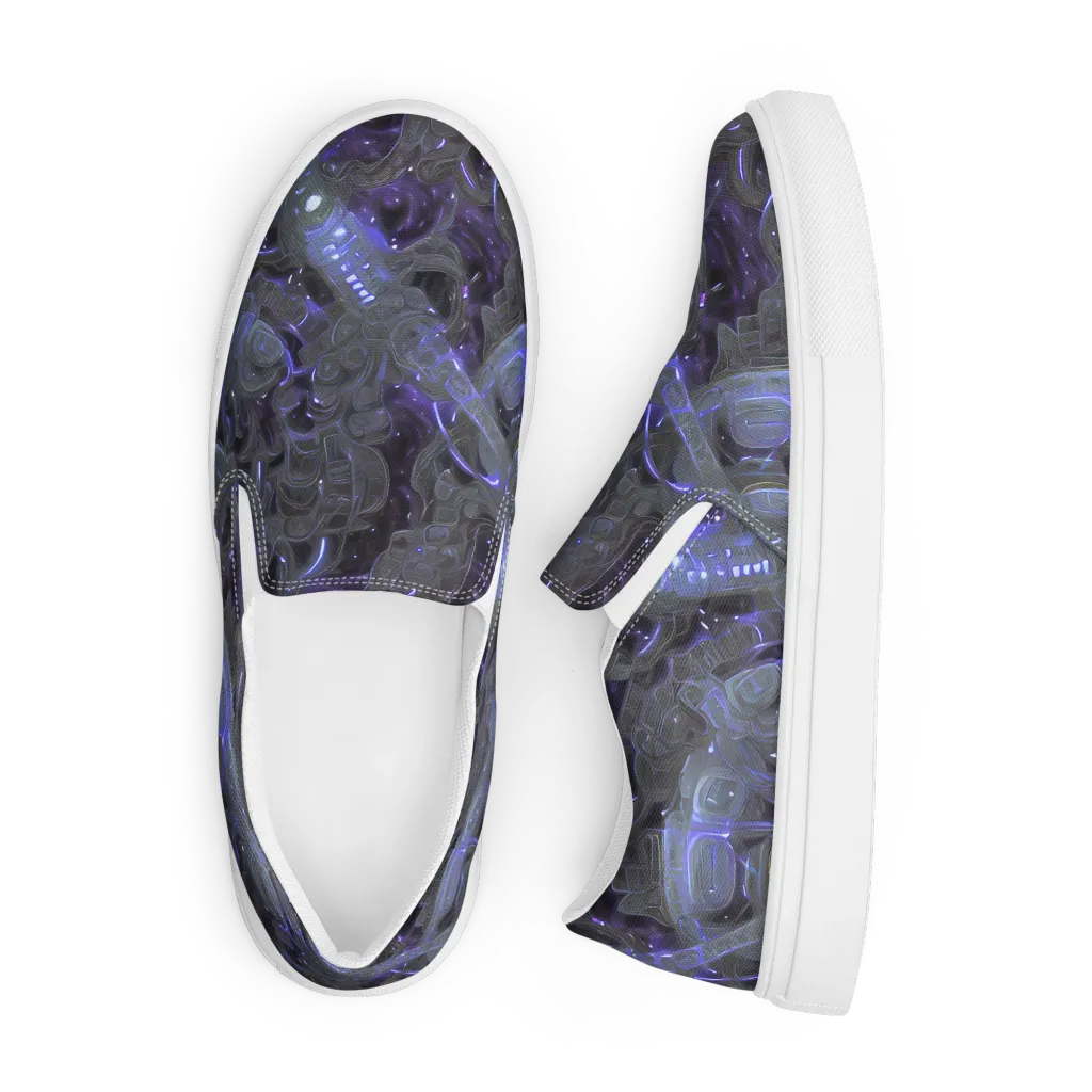 Violet Machine on Men's Slip-On Canvas Shoes — Front