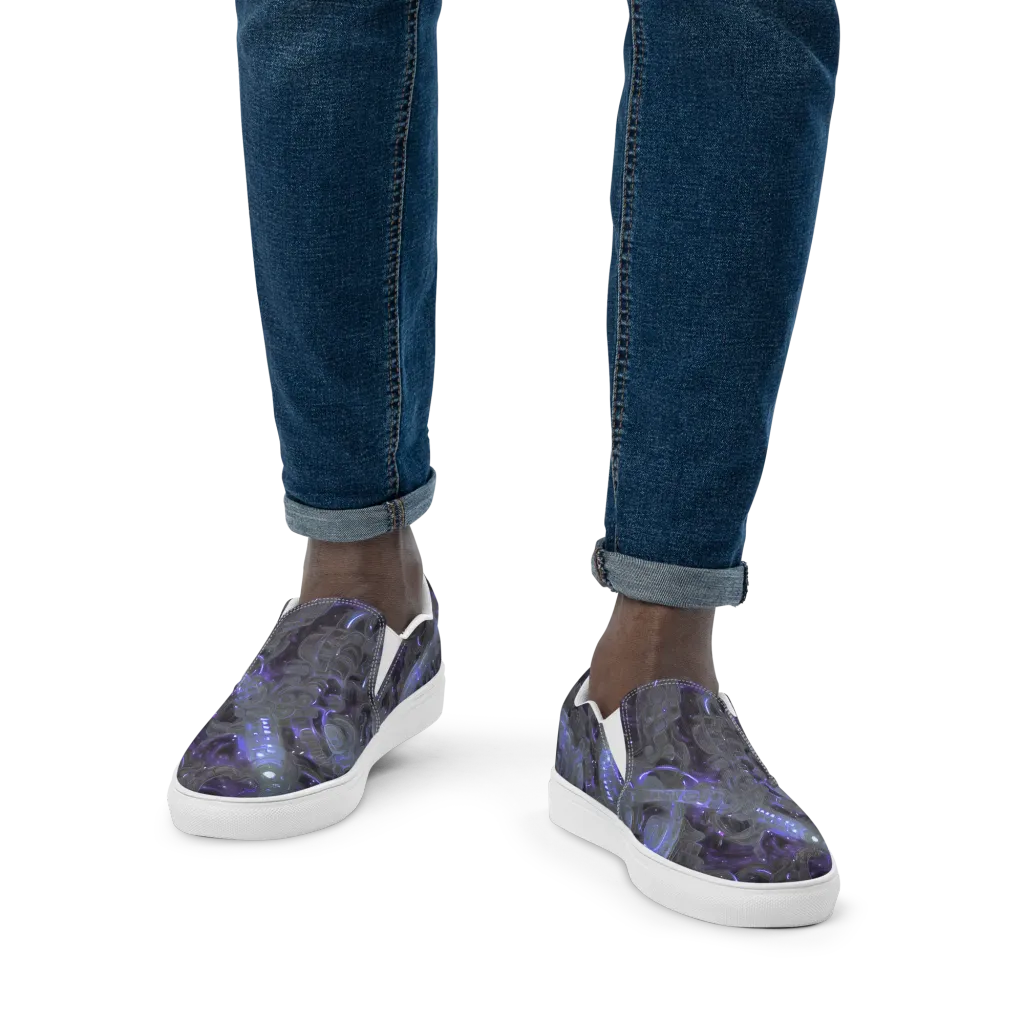 Violet Machine on Men's Slip-On Canvas Shoes — Front