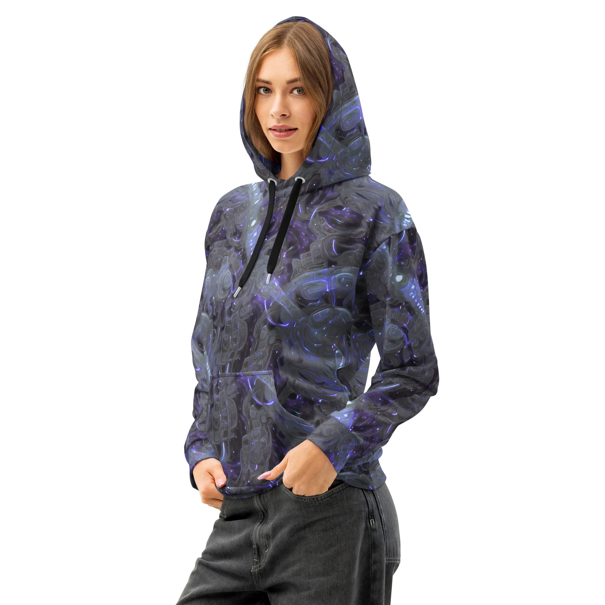 Violet Machine on Cotton Hoodie — Left Front