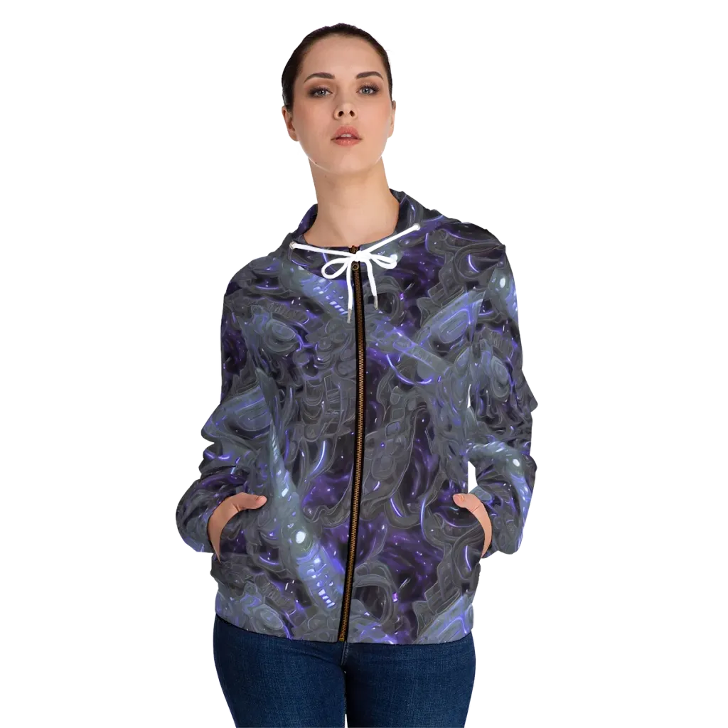 Violet Machine on Women's Full-Zip Hoodie — Front On Person