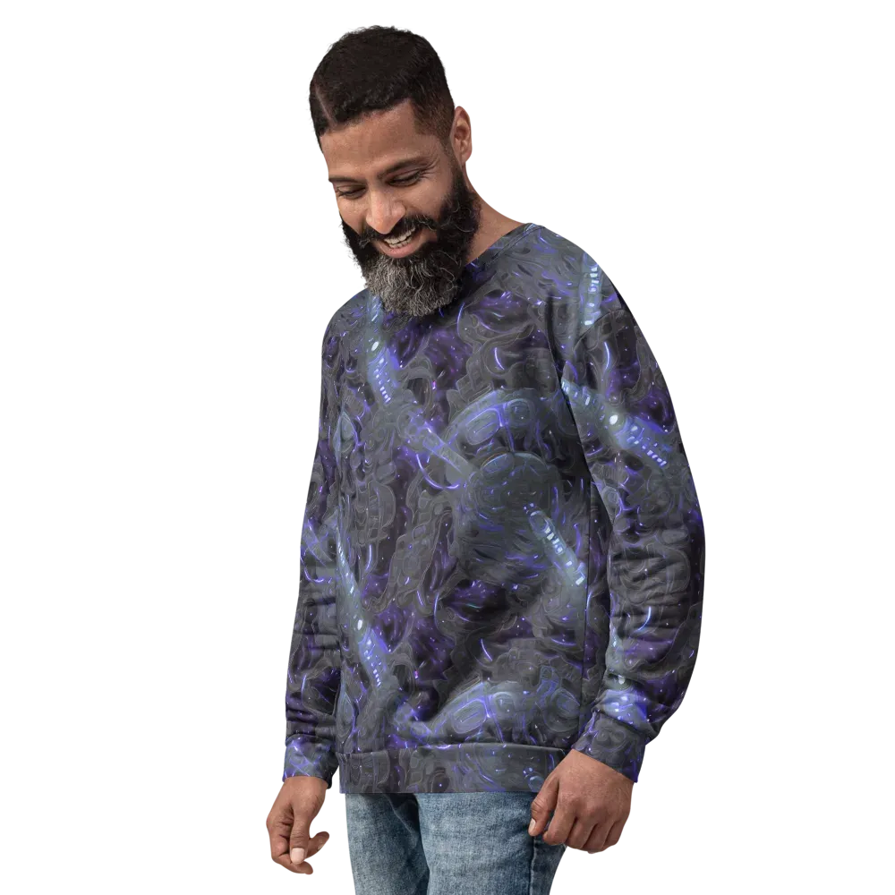 Violet Machine on Sweatshirt — Left Front