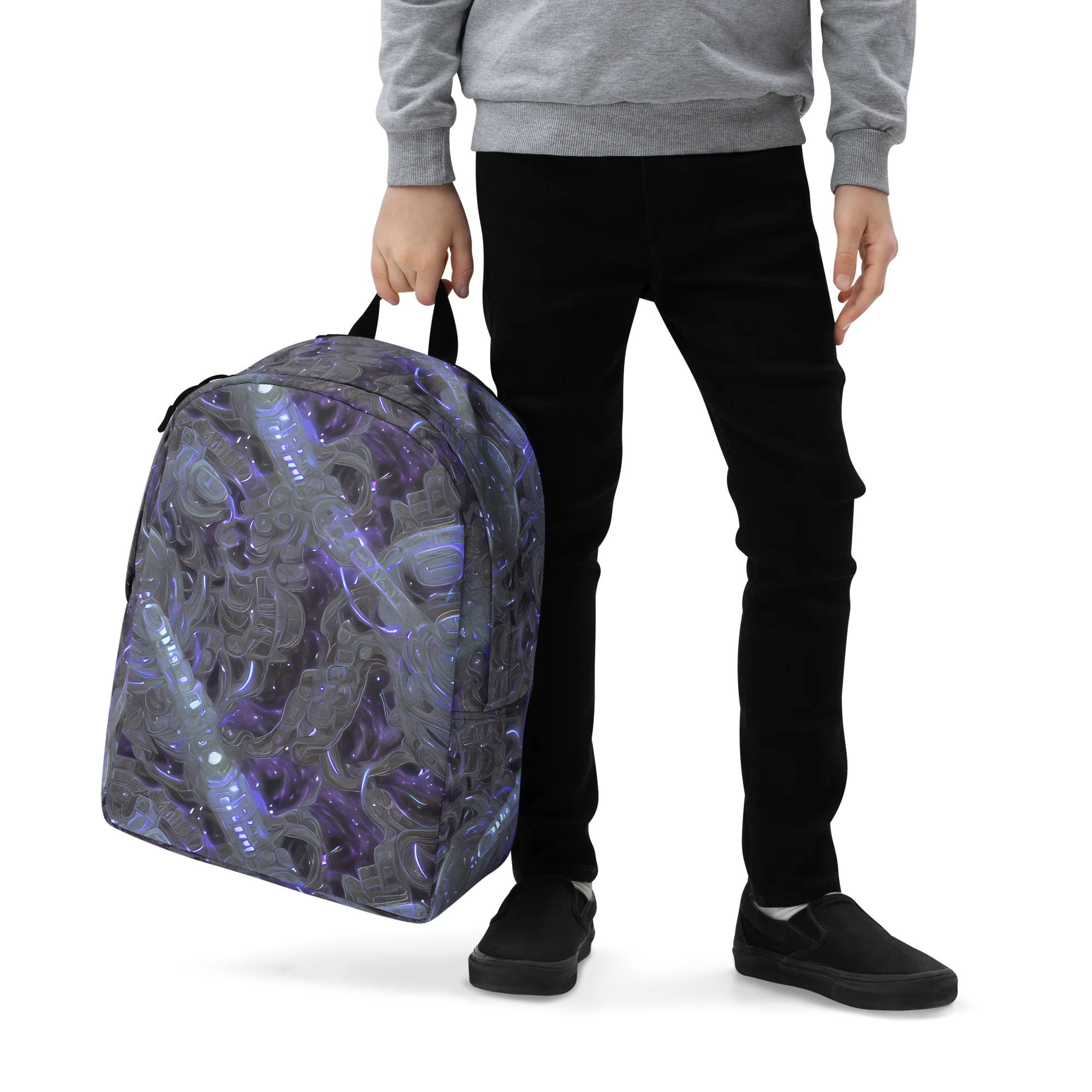 Violet Machine on Minimalist Backpack — Zoomed-in