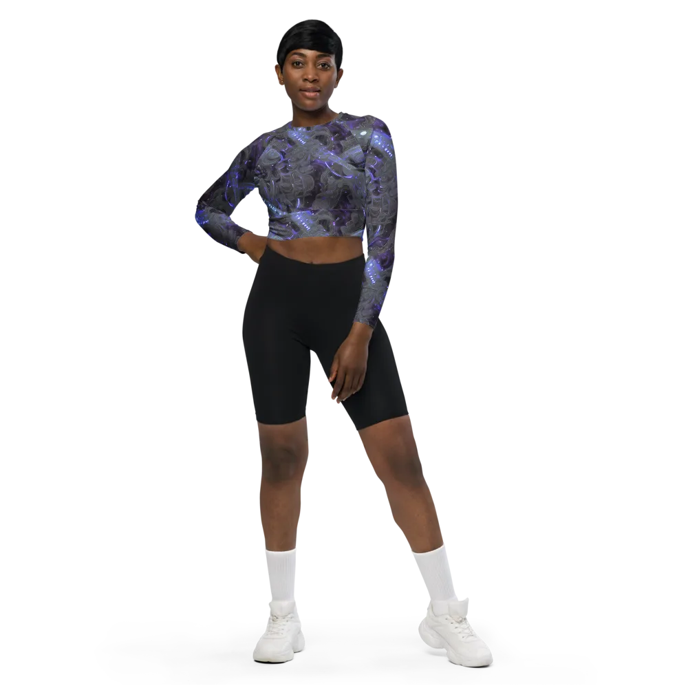 Violet Machine on Long Sleeve Crop Top — Front