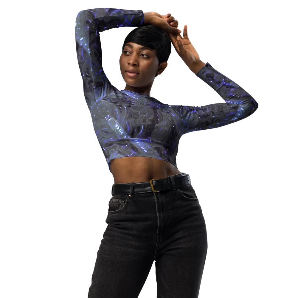 Violet Machine on Long Sleeve Crop Top — Front