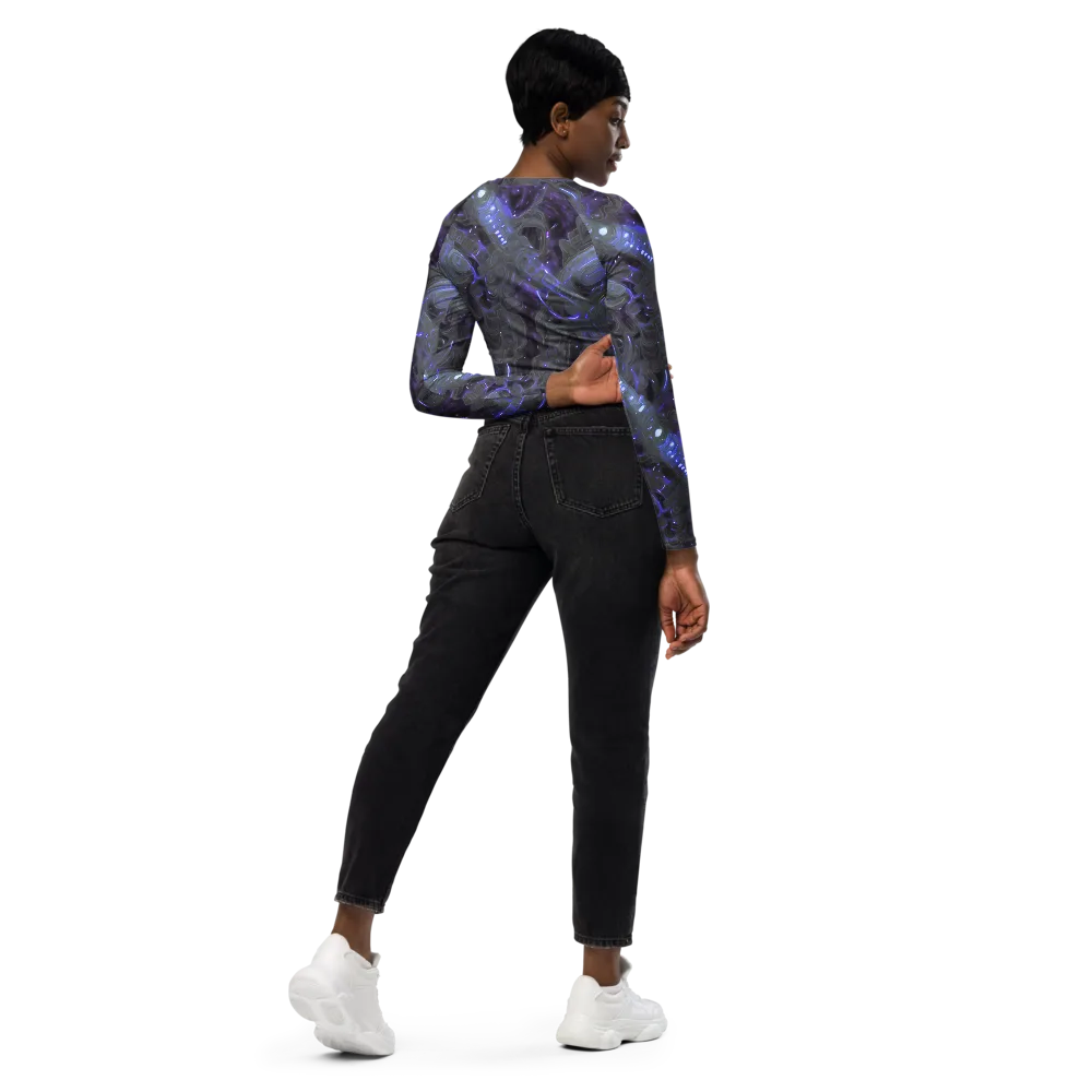 Violet Machine on Long Sleeve Crop Top — Right Back