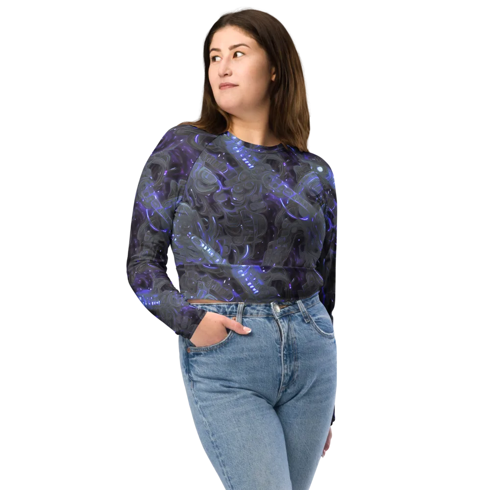 Violet Machine on Long Sleeve Crop Top — Front