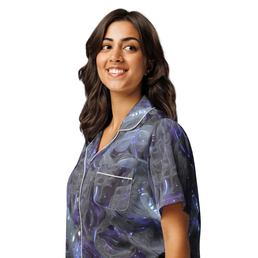 Violet Machine on Women's Short Sleeve Pajama Top — Left Front