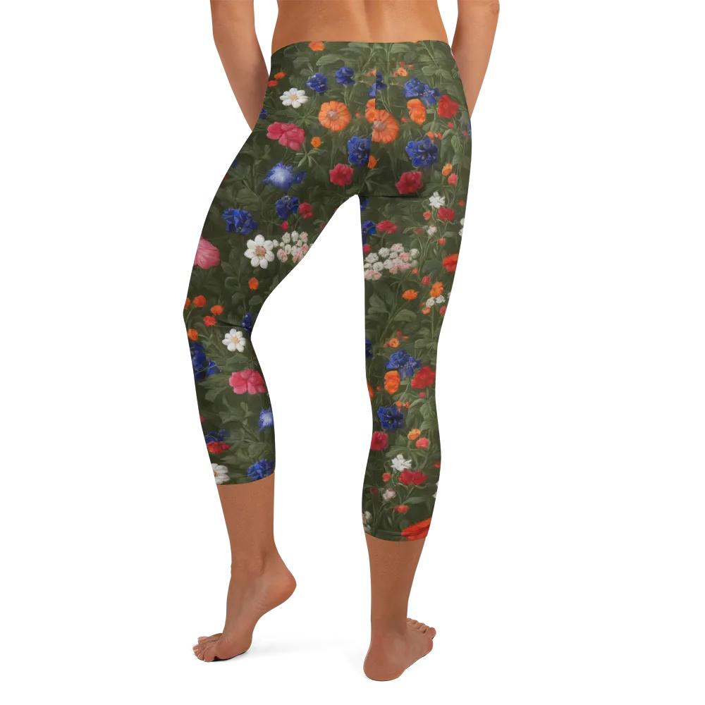 Botanical Nocturne on Capri Leggings — Back