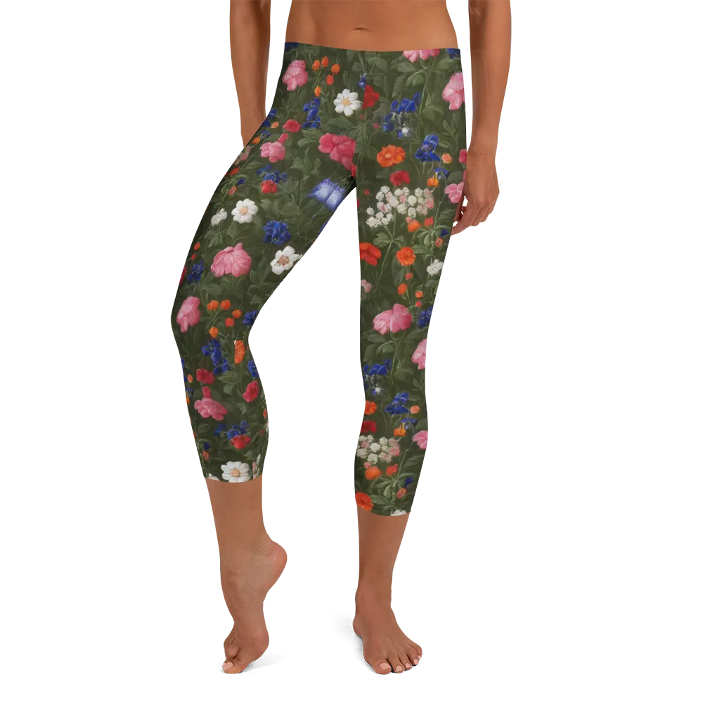 Botanical Nocturne on Capri Leggings — Front