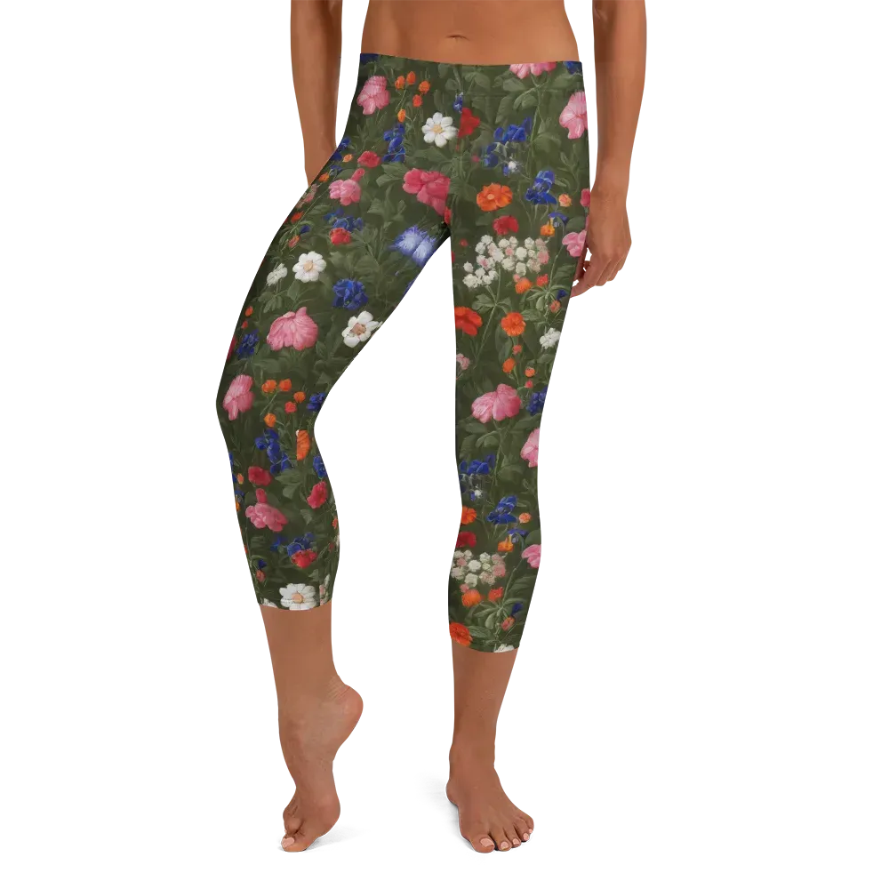 Botanical Nocturne on Capri Leggings — Front