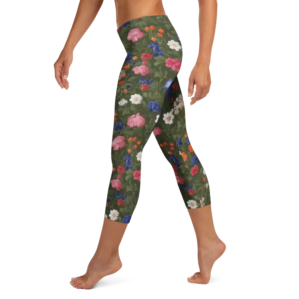 Botanical Nocturne on Capri Leggings — Left