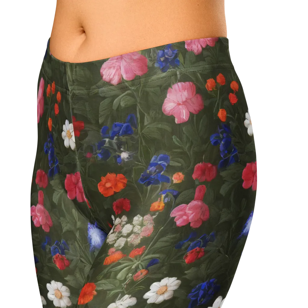 Botanical Nocturne on Capri Leggings — Zoomed-in