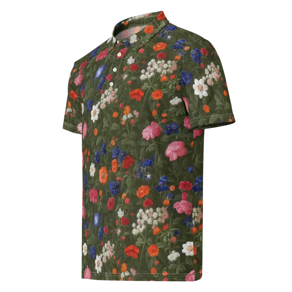 Botanical Nocturne on Men's Slim Fit Polo Shirt — Left Front