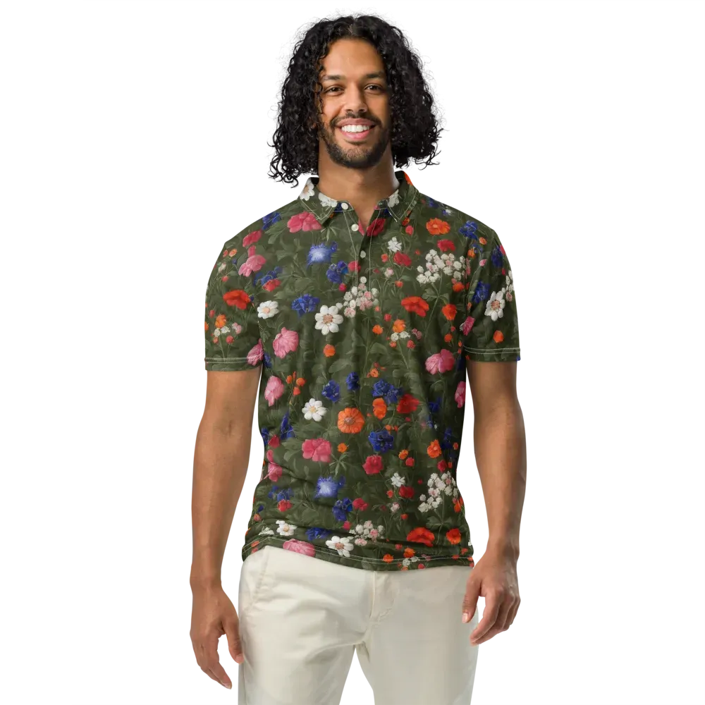 Botanical Nocturne on Men's Slim Fit Polo Shirt — Front