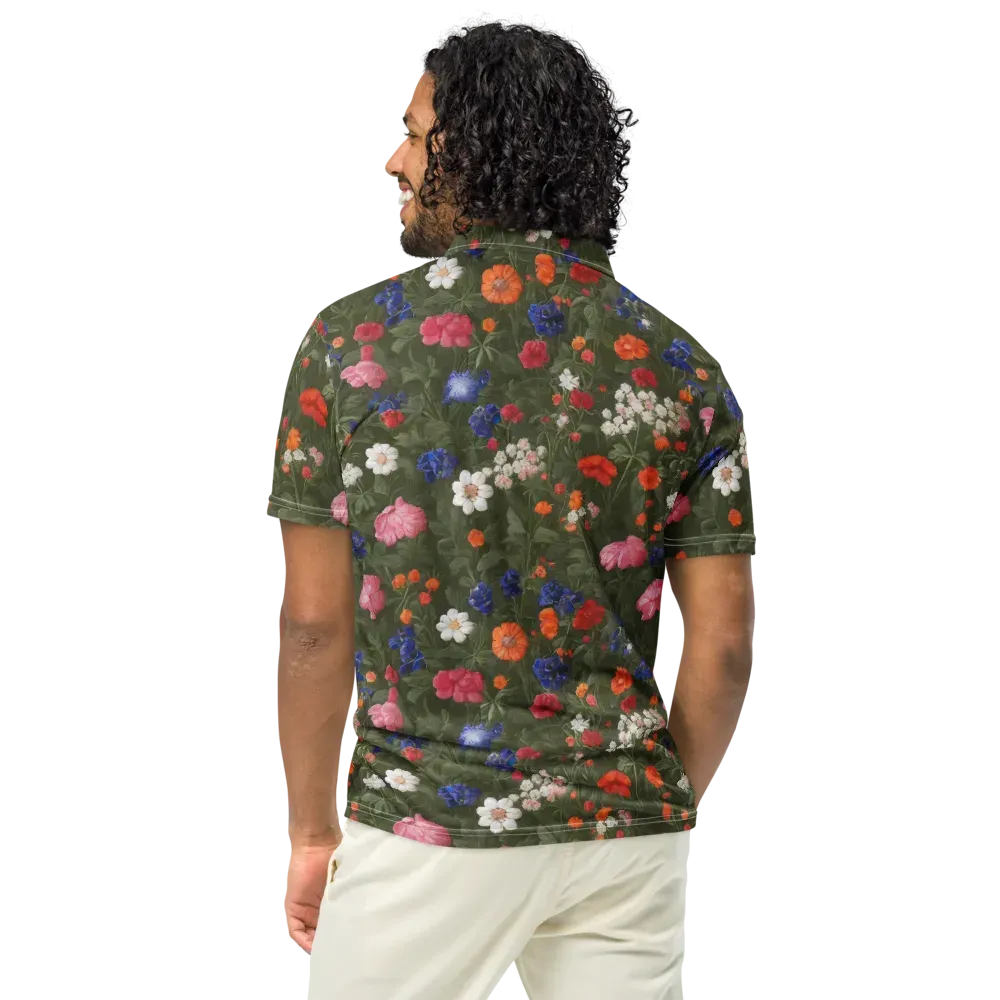 Botanical Nocturne on Men's Slim Fit Polo Shirt — Back