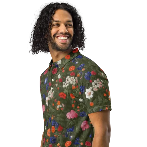 Botanical Nocturne on a Men's Slim Fit Polo Shirt