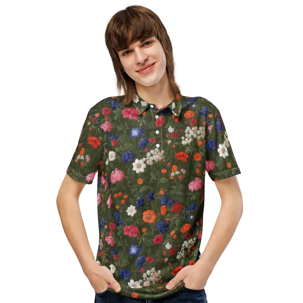 Botanical Nocturne on Men's Slim Fit Polo Shirt — Front