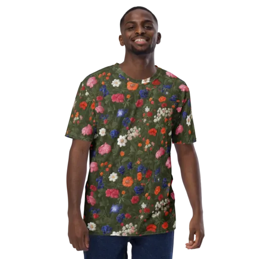 Botanical Nocturne on a Men's Crew Neck T-Shirt