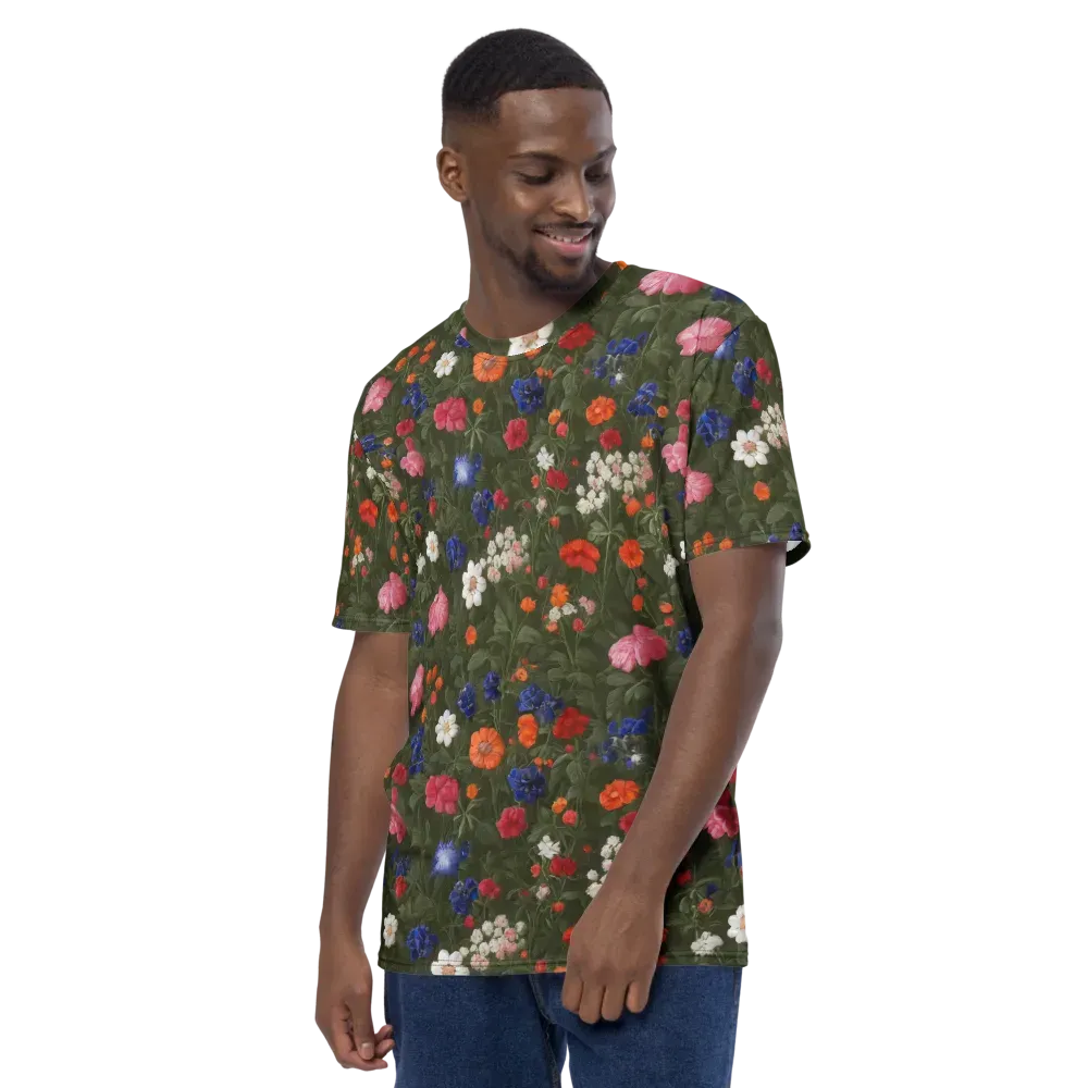 Botanical Nocturne on Men's Crew Neck T-Shirt — Left