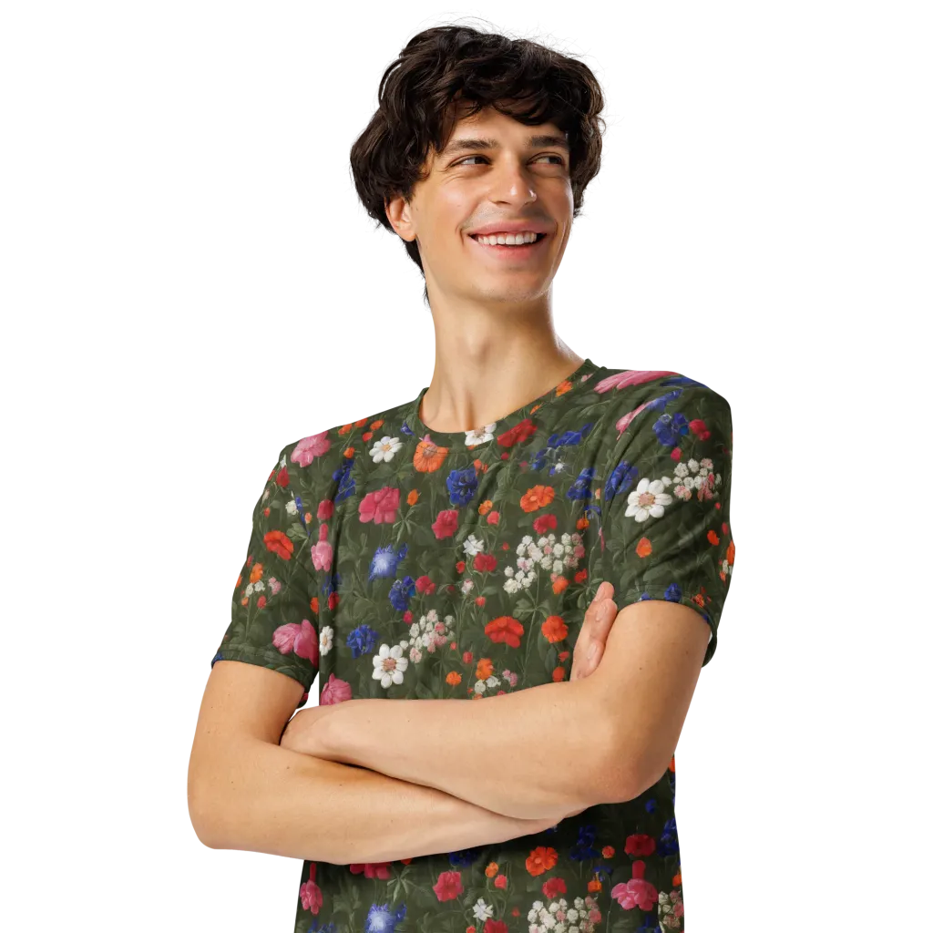 Botanical Nocturne on Men's Crew Neck T-Shirt — Left Front