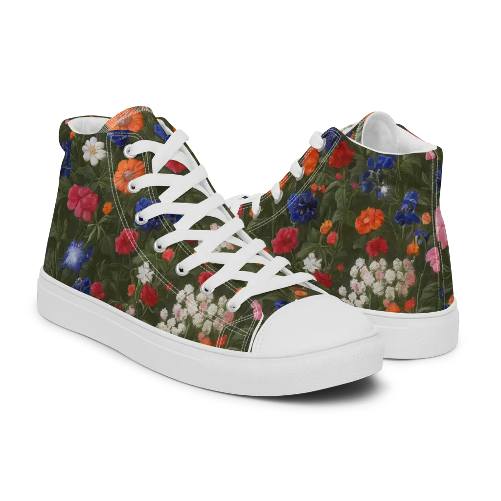 Botanical Nocturne on Men's High Top Canvas Shoes — Right