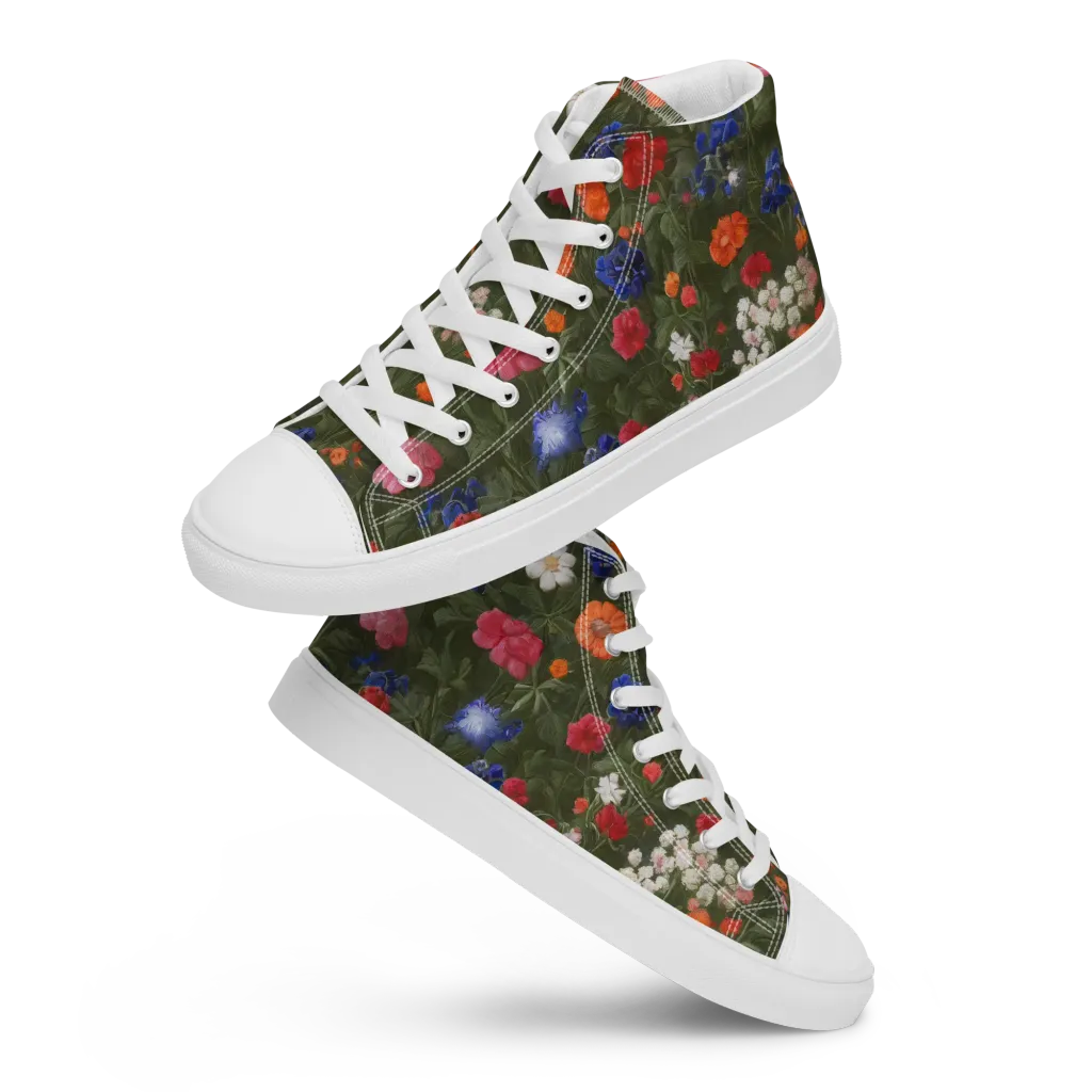 Botanical Nocturne on Men's High Top Canvas Shoes — Front