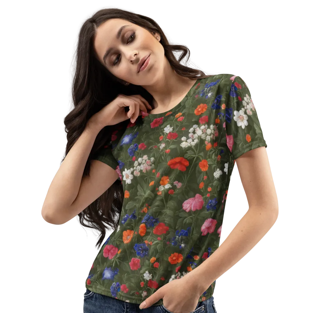 Botanical Nocturne on Women's Crew Neck T-Shirt — Left Front